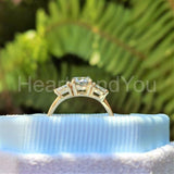 0.5ct Round Cut Moissanite Trilogy Minimalist Women Ring 14k Yellow Gold Plated