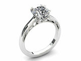 1ct Round Cut Diamond Milgrain Solitaire Bridal Set Ring 14k White Gold Finish