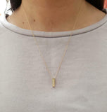 1ct Diamond Pendant Chain Round Cut Brilliant Vertical Bar 14k YellowGold Finish