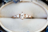 Five Stone Solitaire Engagement Ring 1.5ct Pear Cut Diamond 14k Rose Gold Finish