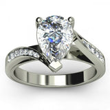 1.7ct Pear Cut VVS1 Diamond Twisted Swirl Engagement Ring 14k White Gold Finish