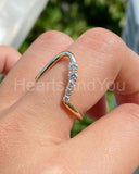 0.1ct Round Cut Moissanite Big Curve Women Wedding Band 14k Yellow Gold Plated
