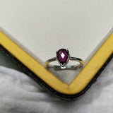 1.1ct Engagement Ring Pear Cut Pink Ruby Solitaire Women 14k White Gold Finish