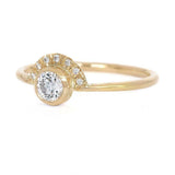 0.2ct Round Cut Diamond Engagement Ring 14k Yellow Gold Finish Minimalist Crown