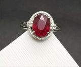 2.3ct Engagement Ring Oval Cut Pink Ruby Halo Split Shank 14k White Gold Finish