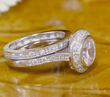 Bridal Set Wedding Engagement Ring 2ct Round Cut Diamond 14k White Gold Finish