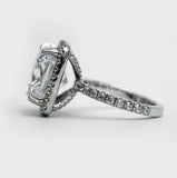 2.2ct Cushion Cut Simulated Diamond Halo Engagement Ring 14k White Gold Plated