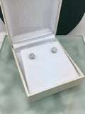 0.45ct Round Cut Diamond Floral Disc Hiphop Stud Earrings 14k White Gold Finish