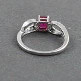 1.5ct Engagement Ring Radiant Cut Pink Ruby Split Shank 14k White Gold Finish