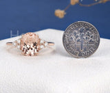 2ct Oval Cut Simulated Morganite Accented Engagement Ring 14k Rose Gold Plated