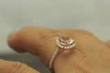 3Ct Pear Cut Peach Morganite Engagement Ring 14K Rose Gold Finish Diamond Halo