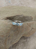 2.5ct Wedding Band Oval Cut Blue Topaz Stylish Three Stone 14k White Gold Finish