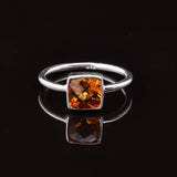 0.5ct Engagement Ring Cushion Cut Yellow Citrine Solitaire 14k White Gold Finish