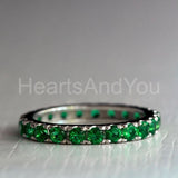 2.2ct Round Simulated Green Emerald Eternity Wedding Band 14k White Gold Plated