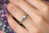 Knot Split Shank Engagement Ring 0.23ct Round Cut Diamond 14k White Gold Finish