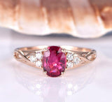 1.2ct Oval Cut Pink Ruby Infinity Solitaire Engagement Ring 14k Rose Gold Finish