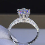2.2ct Round Cut Moissanite Dual Row Accents Engagement Ring 14k WhiteGold Plated