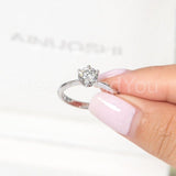 0.3ct Round Cut Moissanite Solitaire Women Engagement Ring 14k White Gold Plated