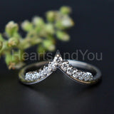 0.15ct Round Cut Moissanite Chevron Tiara Wedding Band 14K Yellow Gold Plated