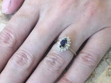 2.2ct Marquise Cut Blue Sapphire Diamond Floral Halo Ring 14k Yellow Gold Finish