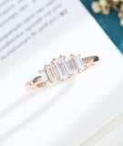 0.5ct Baguette Simulated Diamond Five Stone Engagement Ring 14k Rose Gold Plated