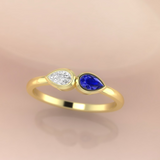 0.25ct Pear Cut Blue Sapphire Engagement Ring 14k Yellow Gold Finish Solitaire