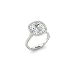 5Ct Cushion Cut Diamond Halo Solitaire Engagement Ring 18K White Gold Finish