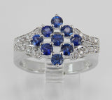 5ct Round Cut Blue Sapphire Unique Stylish Engagement Ring 14k White Gold Finish
