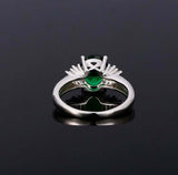 2.4ct Engagement Ring Oval Cut Green Emerald Solitaire 14k White Gold Finish