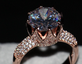 2ct Round Cut Diamond Engagement Ring 14k Rose Gold Finish Crown Fancy Wedding