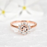2ct Round Cut Simulated Morganite Cluster Engagement Ring 14K Rose Gold Plated