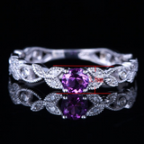 1ct Round Cut Purple Amethyst Filigree Engagement Ring 14k White Gold Finish