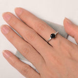 1ct Round Black Diamond Engagement Ring Five Stone Solitaire 14k White Gold Over