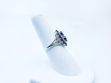 2.2ct Engagement Ring Pear Cut Blue Sapphire Art Deco 14k White Gold Finish