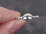 0.4ct Round Cut Moissanite Milgrain Eternity Wedding Band 14k White Gold Plated