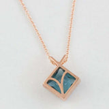 1.5ct London Blue Topaz Pendant Chain Princess Cut Kite Fish 14k Rose Gold Over