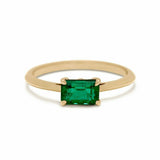 0.3ct Green Emerald Cut Engagement Ring 14k Yellow Gold Finish 4 Prong Solitaire