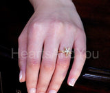 0.3ct Round Cut Moissanite Star Design Engagement Ring 14k Yellow Gold Plated