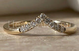 0.3ct Round Cut Moissanite Curved Minimalist Wedding Band 14k Yellow Gold Plated