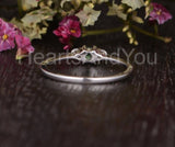 0.4ct Round Cut Simulated Emerald Minimal Trilogy Ring 14k White Gold Plated