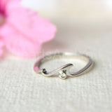 0.07ct Round Cut Moissanite Wave Dainty Engagement Ring 14K Yellow Gold Plated