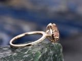 2Ct Round Cut Peach Morganite 6 Prong Halo Engagement Ring 14K Rose Gold Finish