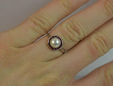 1ct Ruby Pearl Art Deco Solitaire Ring 14k White Gold Finish