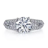 3Ct Round Cut Diamond Hidden Halo Vintage Engagement Ring 14K White Gold Finish