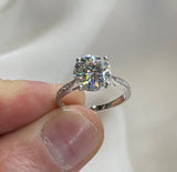 2.1ct Round Cut Moissanite Solitaire with Accents Ring 14K White Gold Plated