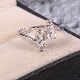 2.2ct Engagement Ring Oval Cut Diamond Bypass Art Deco 14k White Gold Finish
