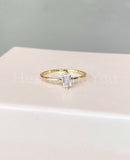 0.2ct Baguette Simulated Diamond Minimalist Engagement Ring 14k WhiteGold Plated