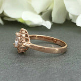 Double Halo Solitaire Engagement Ring 2ct Round Cut Diamond 14k Rose Gold Finish