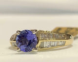 4ct Engagement Ring Round Cut Blue Sapphire Cocktail 14k Yellow Gold Finish