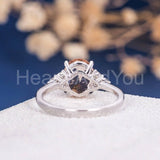 2ct Oval Cut Simulated Morganite Solitaire Round Accent Ring 14k RoseGold Plated